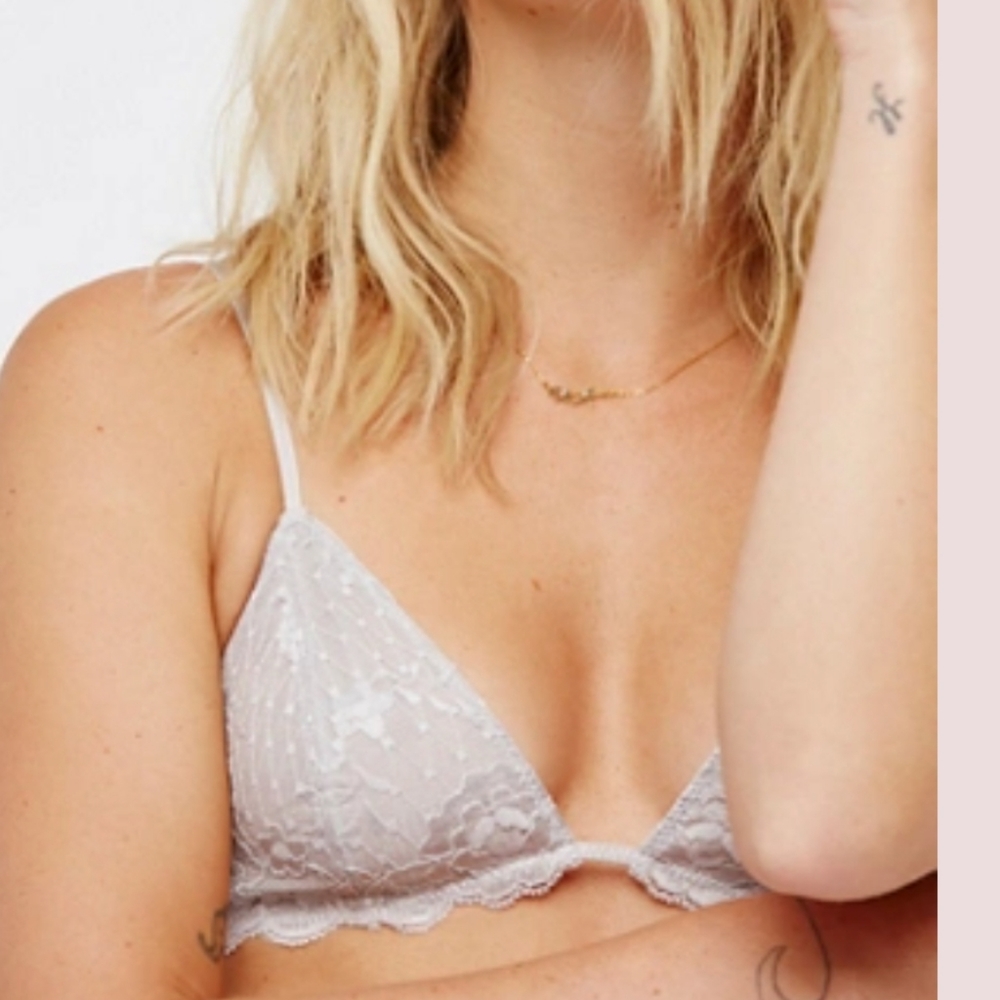 Free People Lace Bralette in Light Gray